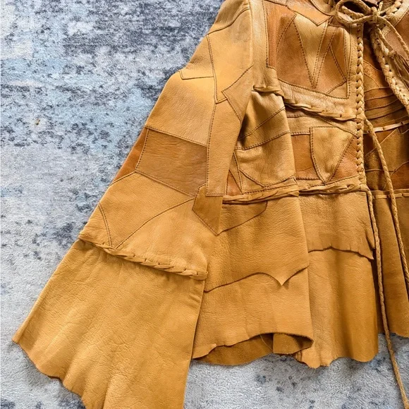 Vintage 1970s PATCHWORK LEATHER Artisan Made / Festival / Boho Style - Picture 2 of 16
